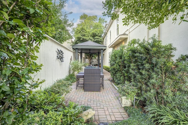 view of patio / terrace featuring a gazebo