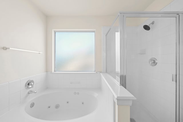 bathroom with plus walk in shower