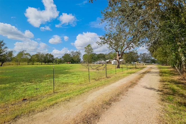 view of road featuring a rural view