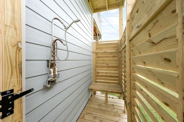 exterior space featuring wood-type flooring