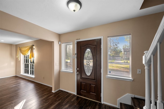 foyer featuring dark hardwood / wood-style floors and a wealth of natural light