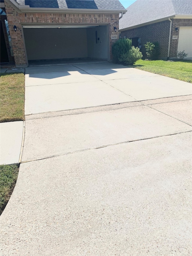 exterior space with a garage