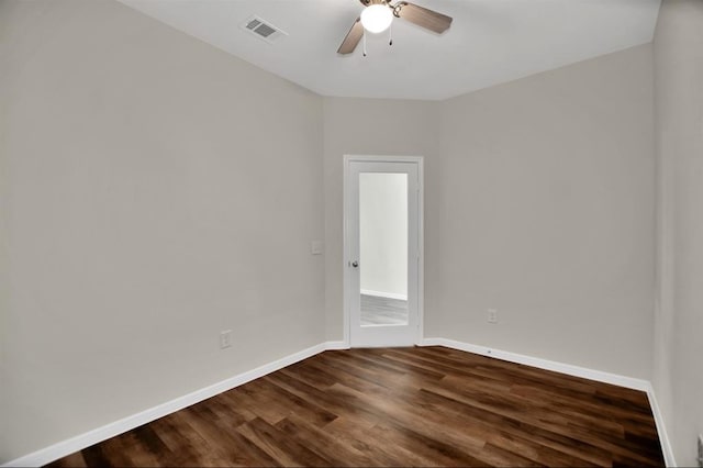 unfurnished room featuring hardwood / wood-style floors and ceiling fan