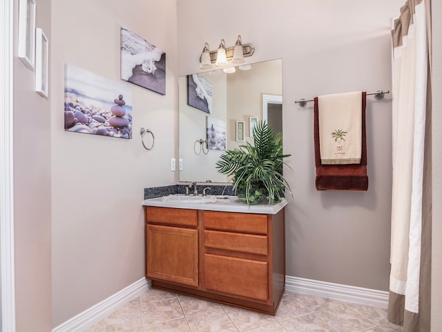 bathroom featuring vanity and tile patterned flooring