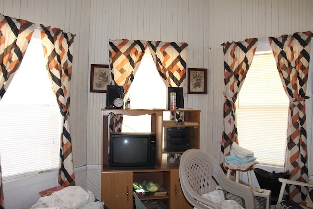 interior space with wooden walls