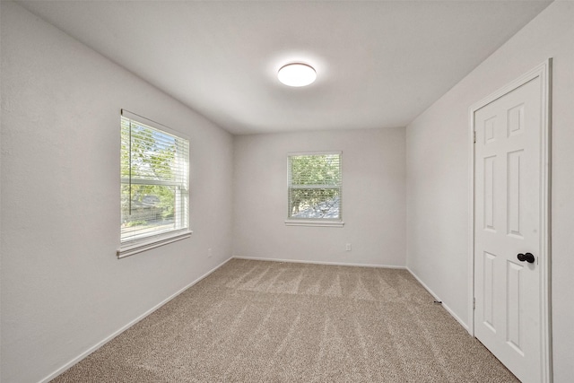 spare room featuring light colored carpet