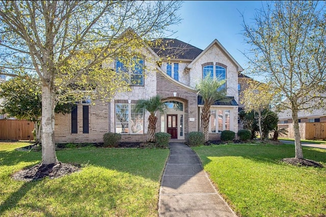 view of front of home with a front yard