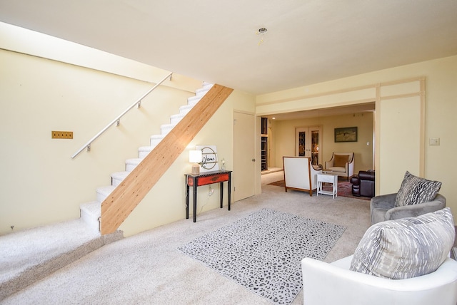 living room featuring carpet