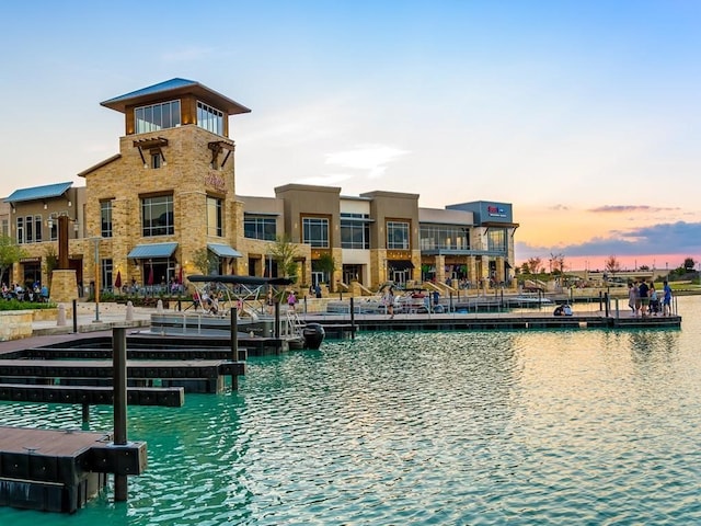 dock area featuring a water view