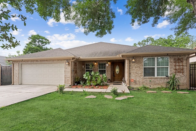 631 Apache St, Houston, TX 77022 - single story home with an attached garage, concrete driveway, brick siding, and roof with shingles
