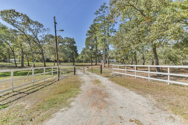 view of road featuring a rural view