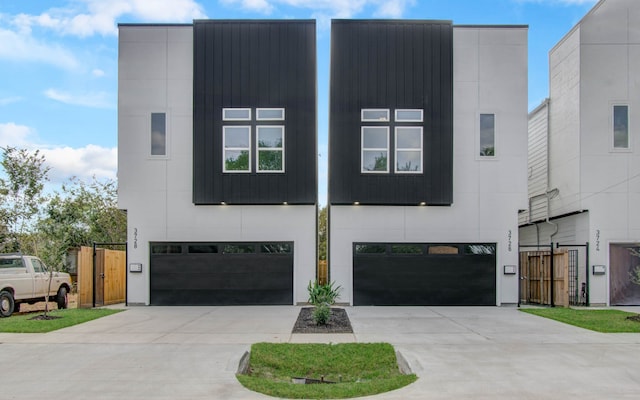 contemporary home featuring a garage