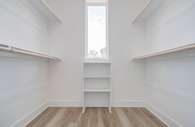 spacious closet with light hardwood / wood-style floors