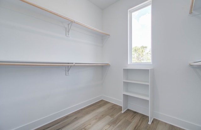 walk in closet with light wood-type flooring