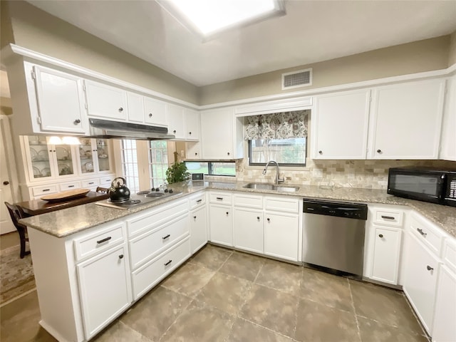 kitchen with white cabinets, a healthy amount of sunlight, stainless steel appliances, and sink