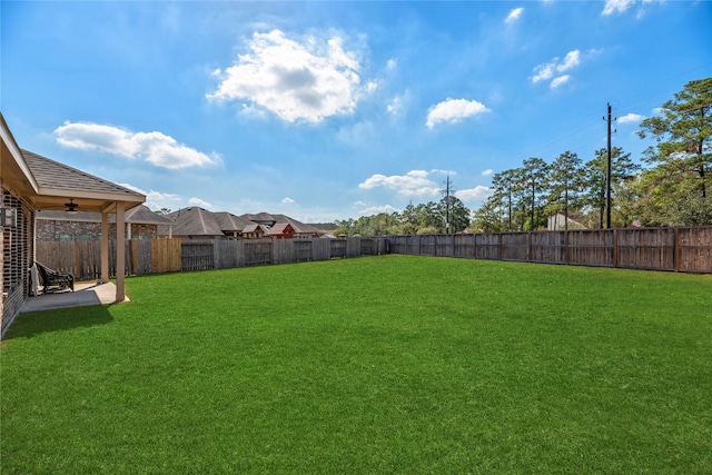 view of yard featuring ceiling fan