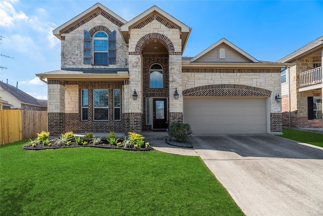 view of front of home featuring a front yard and a balcony