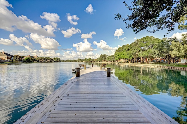 view of dock featuring a water view