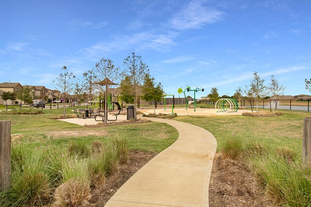 view of play area featuring a yard