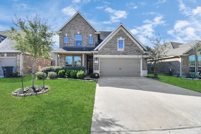 craftsman-style house featuring a front yard and a garage