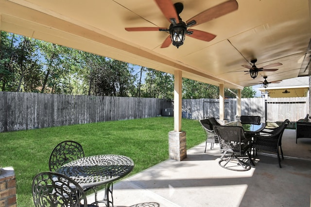 view of patio with ceiling fan