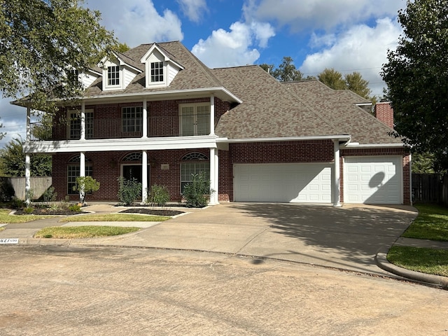 view of front of home with a balcony