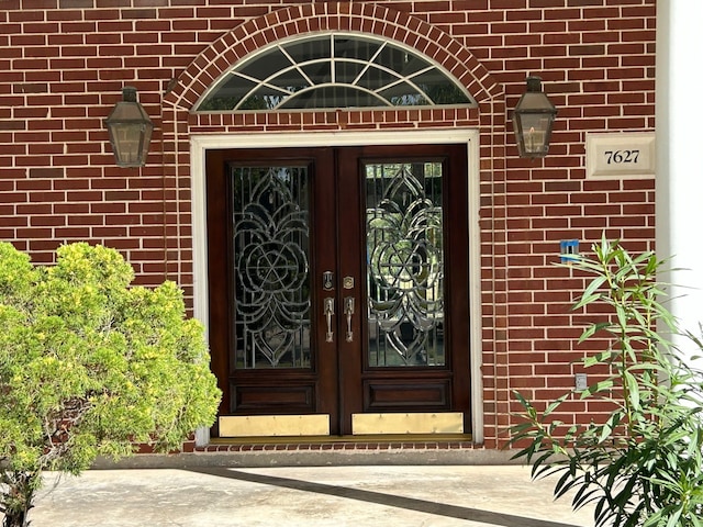 view of exterior entry with french doors