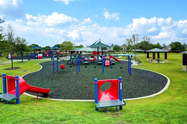 view of play area with a yard