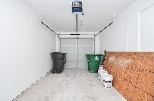 garage with a garage door opener