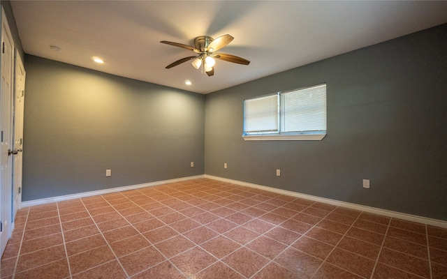 unfurnished room with ceiling fan