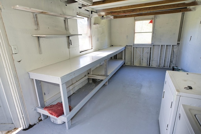 6823 County Road 659, Brazoria, TX 77422 - below grade area with a workshop area and washer and clothes dryer