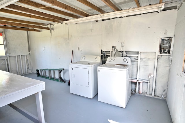 laundry room with washing machine and clothes dryer