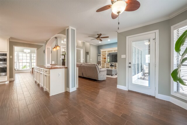 kitchen with dark hardwood / wood-style floors and a wealth of natural light