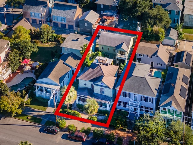 bird's eye view with a residential view