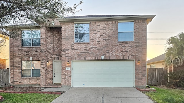 view of front of house with a garage