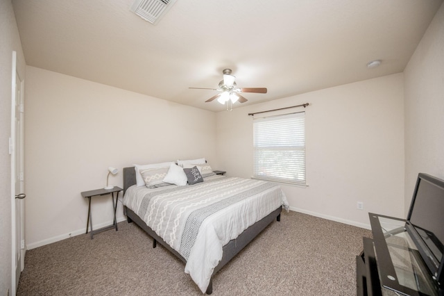 4609 Buescher Ct, Pearland, TX 77584 - bedroom with a ceiling fan, carpet flooring, baseboards, and visible vents