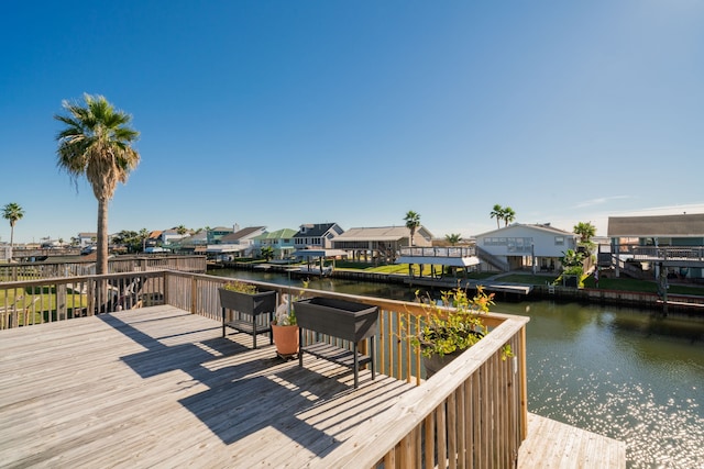 deck with a water view