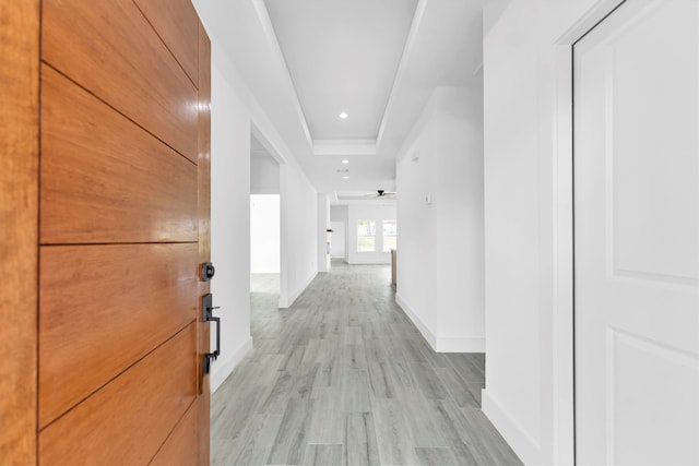 corridor featuring light wood-type flooring