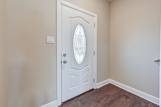 foyer with dark wood-type flooring