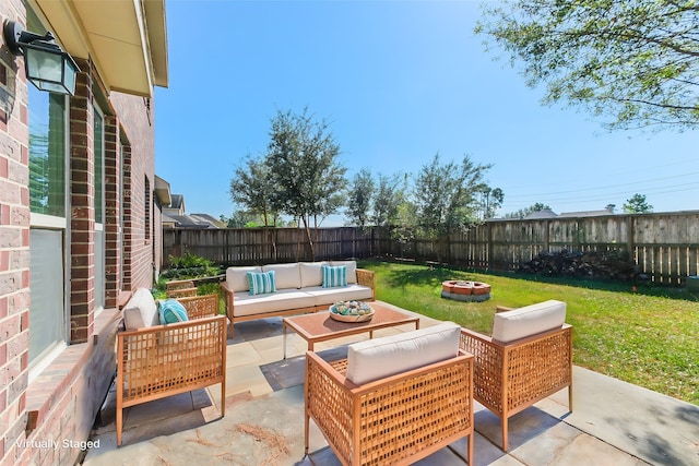 view of patio with outdoor lounge area