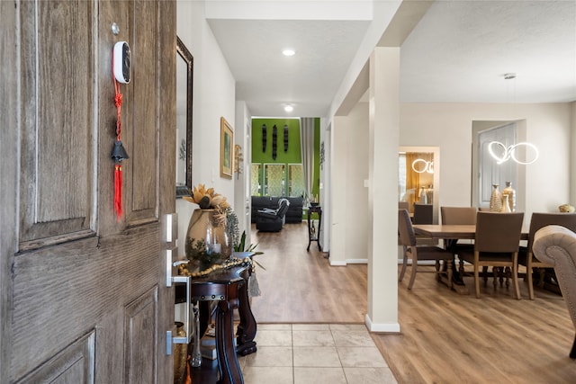 entrance foyer with light wood-type flooring