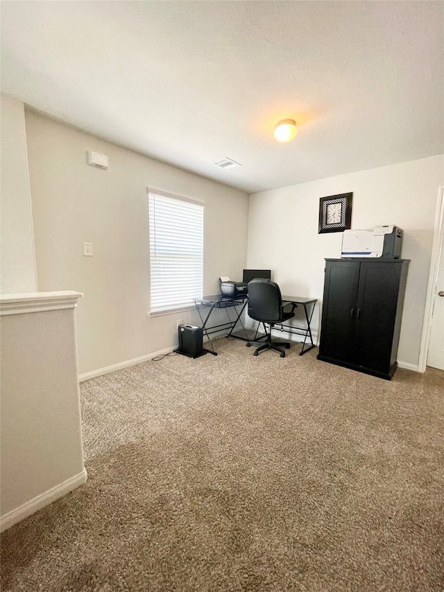 view of carpeted office space