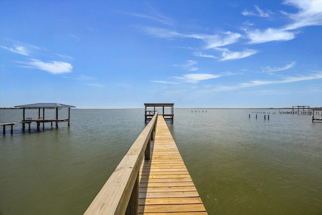 dock area with a water view