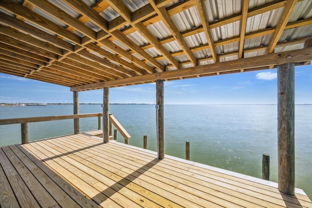 view of dock featuring a water view