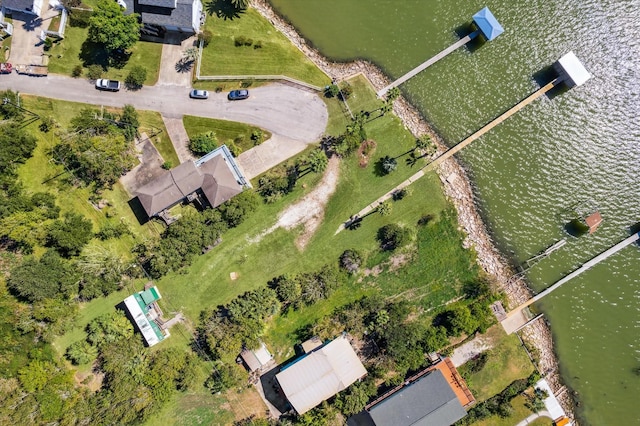 bird's eye view featuring a water view