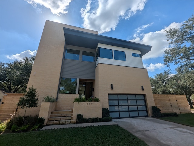 contemporary home featuring a garage