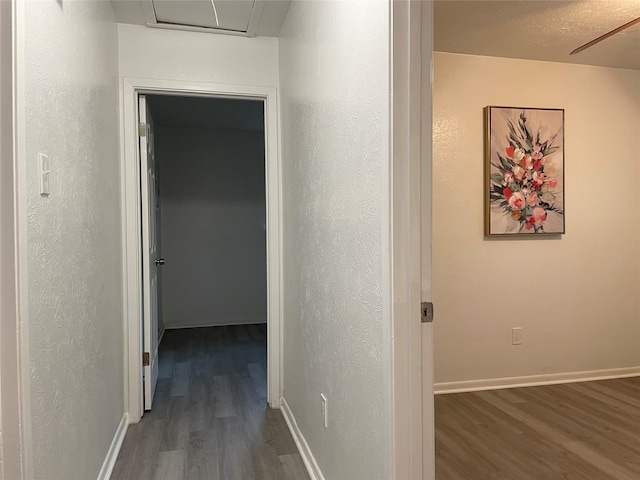 hall with dark hardwood / wood-style floors