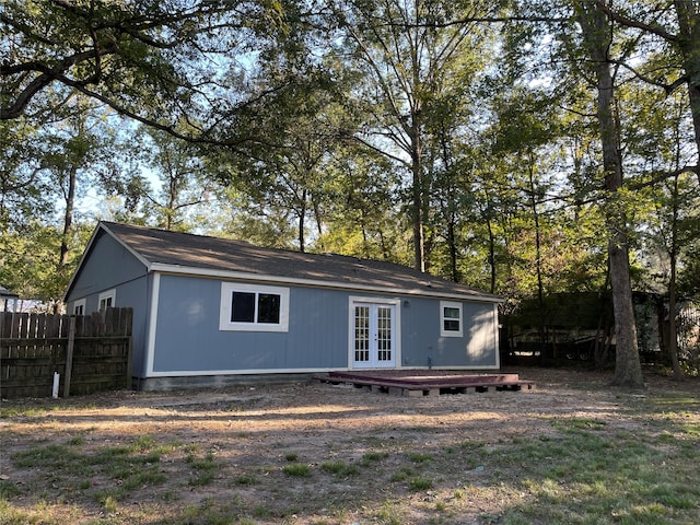 back of property with french doors