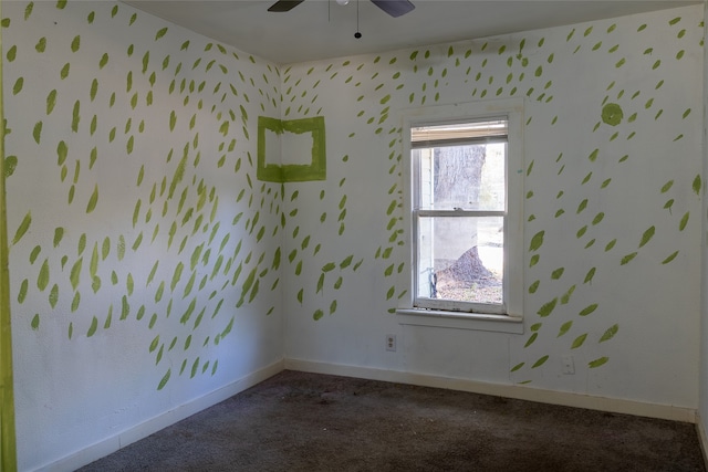 carpeted empty room with ceiling fan