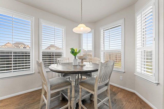 dining area featuring wood-type flooring